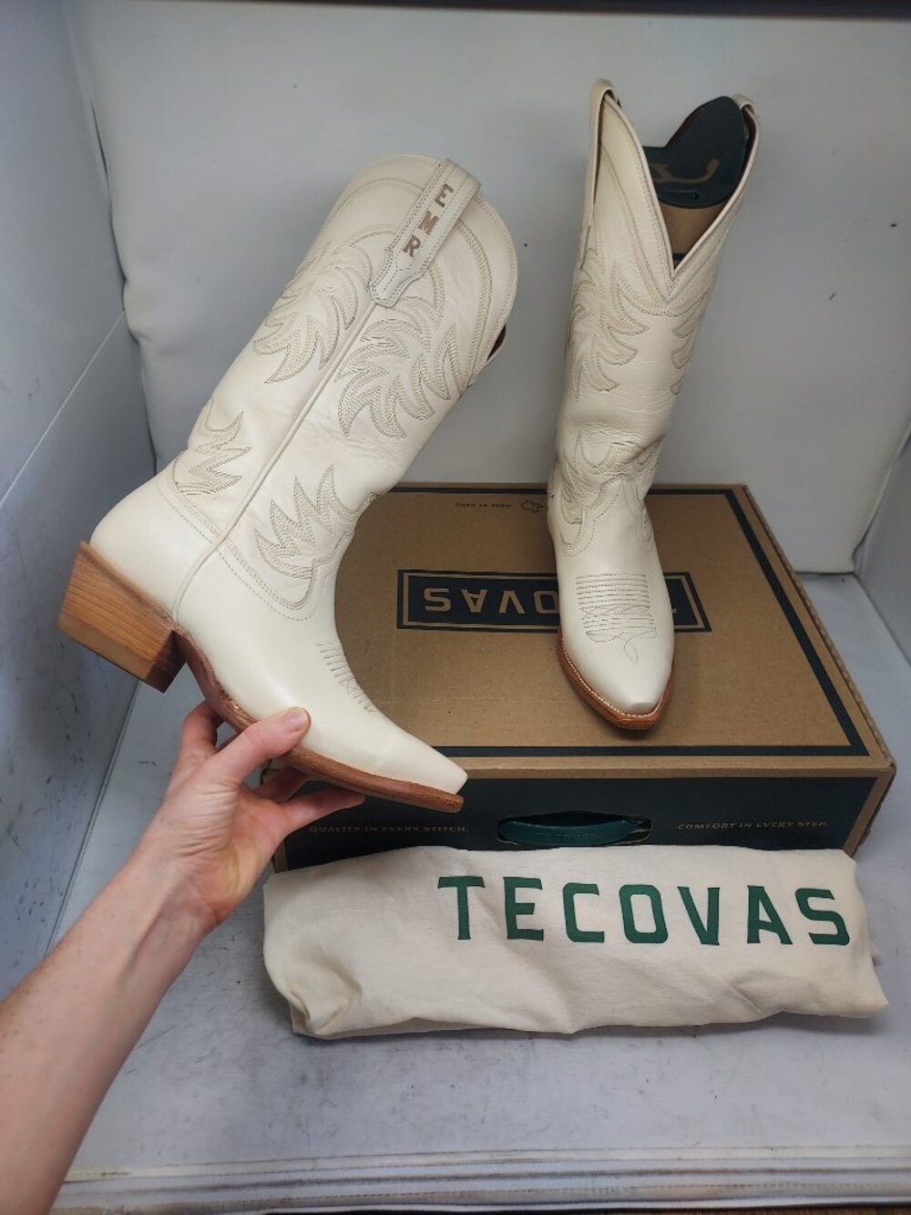 Tecovas Annie WOMENS White Bone Cowhide Cowboy Boot